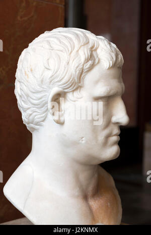 Marmor-Kopf von Marcus Vipsanius Agrippa (64/62 BCâ€ "12 v. Chr.), ca. 25-24 v. Chr.. Agrippa war ein römischer Feldherr und Schwiegersohn des Kaisers Augustus. Stockfoto