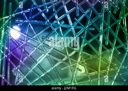 Makroaufnahme einer transparent strukturierten Hintergrund mit Farbe Lichter beleuchtet Stockfoto