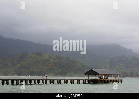 Die Pier in Hanalei Bay, Kauai, HI Stockfoto