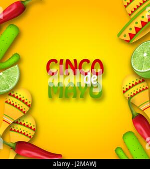 Cinco De Mayo-Hintergrund mit mexikanischen traditionelle Symbole Stock Vektor