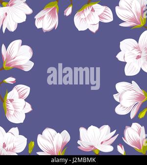 Vintage Grenze gemacht schöne Magnolia Blumen Stock Vektor