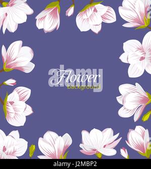 Alte Grenze gemacht schöne Magnolia Blumen Stock Vektor