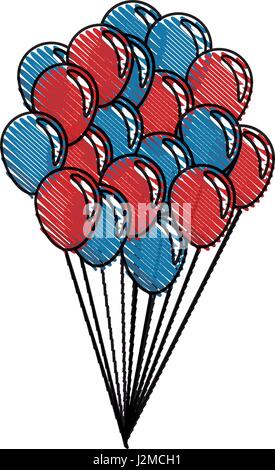Ballons fliegen Dekoration Nationalpartei zeichnen Stock Vektor