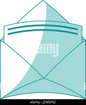 blaue Kontur Schattierung Umschläge geöffnet mit Blatt Stock Vektor