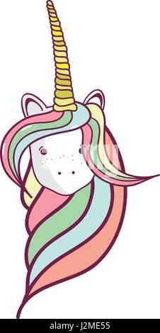 schöner Kopf Einhorn mit langer Mähne Stock Vektor