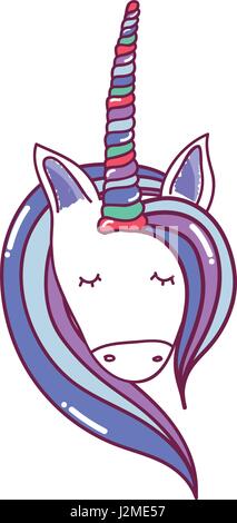 schöner Kopf Einhorn mit langer Mähne Stock Vektor