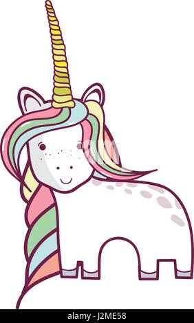 schöne Einhorn Horn mit langer Mähne Stock Vektor