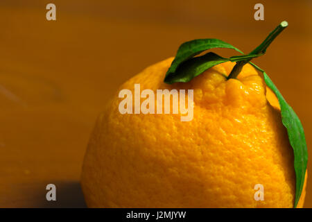 Dekopon japanische Bio Orange auf hölzernen Hintergrund Stockfoto