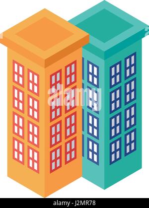 Isometrische Satz von angrenzenden Tall Buildings - Element für Web, Plattenset Karte, Landschaftsarchitektur, Architektur Stock Vektor