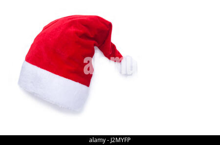 Red Santa Clause Hut auf weißem Hintergrund mit Drop Shadow und Kopie Platz für text Stockfoto