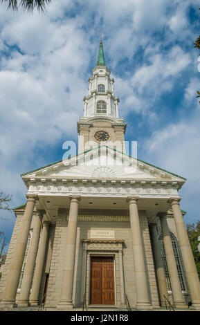 Die unabhängige Presbyterianische Kirche, Savannah, Georgia. Der ersten presbyterianischen Kirche in Georgien, von König George II von Großbritannien im Jahre 1755 gegründet. Die f Stockfoto