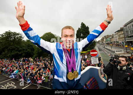- Olympische Parade in Edinburgh, um den Erfolg der lokalen Athleten bei den diesjährigen Olympischen Spielen in London zu feiern. - Sir, Ich Bin Stockfoto