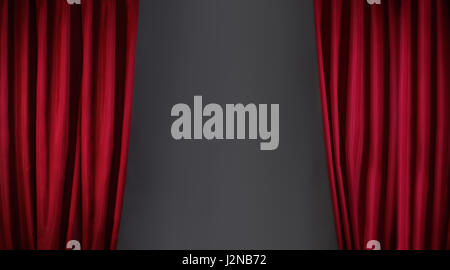 roter Vorhang oder Gardinen auf Bühne Hintergrund Stockfoto