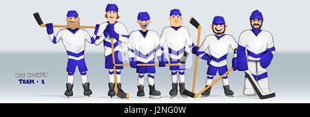 Eishockey-Spieler team stehend posiert Stock Vektor