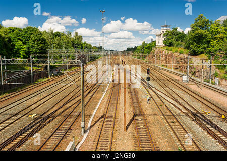 Bahngleise in Helsinki (Finnland) Stockfoto