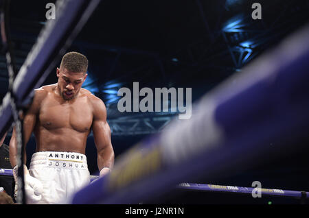 London, UK. 29. April 2017. Anthony Joshua (Großbritannien) bei der WBA Super-Schwergewichts-Championship in London, England, 29. April 2017. Foto: Axel Heimken/Dpa/Alamy Live News Stockfoto