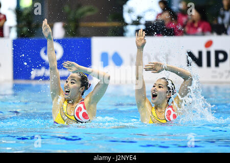 Tokio, Japan. 30. April 2017. Yukiko Inui, Synchronschwimmen Kanami Nakamaki (JPN): Die 93. Japan synchronisiert schwimmen Meisterschaften Open 2017 Duett Free Routine Tatsumi International Pool in Tokio, Japan. Bildnachweis: AFLO SPORT/Alamy Live-Nachrichten Stockfoto