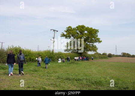 Cottingham, UK. 30. April 2017. Dove House Sponsored Walk - Geldbeschaffung um Taube Haus Hospiz, eine Wohltätigkeitsorganisation, die Betreuung von unheilbar kranken Patienten zu unterstützen. Bildnachweis: Matthew Appleyard/Alamy Live-Nachrichten Stockfoto