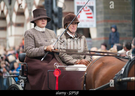 Hengste und preisgekrönte Besitzer laden Strickjacke High Street an dieser Jahre Parade der Hengste Event im Strickjacke von wales Stockfoto