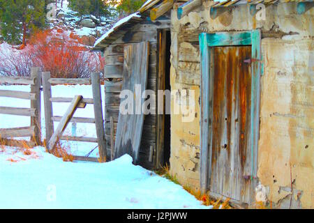 Holzschuppen in Montana Stockfoto