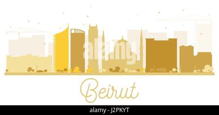 Beirut Skyline der Stadt goldene Silhouette. Vector Illustration. einfache flache Konzept für Tourismus Präsentation, Banner, Plakat oder Website. business travel Stock Vektor