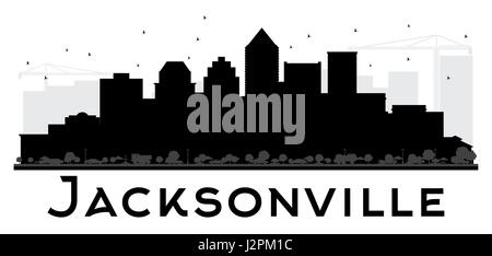 Jacksonville City Skyline schwarze und weiße Silhouette. Vector Illustration. einfache flache Konzept für Tourismus Präsentation, Banner, Plakat oder Website. Stock Vektor