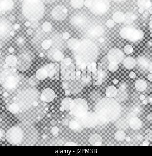 Silber Bokeh leuchtet und funkelt auf transparenten Hintergrund. Vektor-Illustration. Stock Vektor