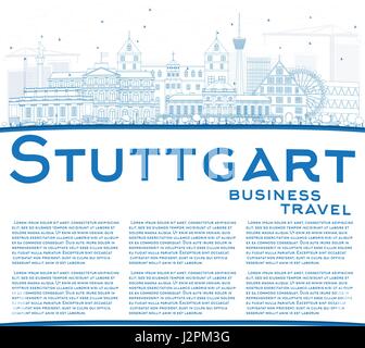 Übersicht Stuttgart Skyline mit blauen Gebäuden und Textfreiraum. Vektor-Illustration. Geschäftsreisen und Tourismus-Konzept mit historischer Architektur. Stock Vektor