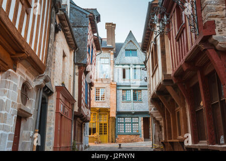 alten bretonischen Stadt Straße Vitre, Frankreich Stockfoto