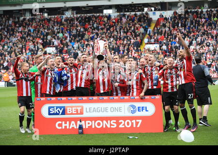 während das Sky Bet League One Spiel auf Bramall Lane, Sheffield. Stockfoto