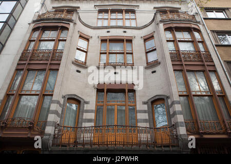 Hotel Solvay in Brüssel, Belgien. Das Stadthaus, entworfen von belgischen Art Nouveau Architekten Victor Horta für den reichen industriellen Armand Solvay 1894 – 1903 erbaut. Das Gebäude hat auf der Weltkulturerbeliste der UNESCO unter die vier anderen Jugendstil-Gebäude in Brüssel eingeschrieben. Stockfoto