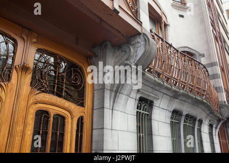 Hotel Solvay in Brüssel, Belgien. Das Stadthaus, entworfen von belgischen Art Nouveau Architekten Victor Horta für den reichen industriellen Armand Solvay 1894 – 1903 erbaut. Das Gebäude hat auf der Weltkulturerbeliste der UNESCO unter die vier anderen Jugendstil-Gebäude in Brüssel eingeschrieben. Stockfoto