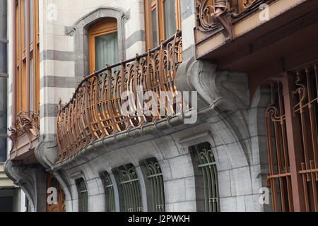 Hotel Solvay in Brüssel, Belgien. Das Stadthaus, entworfen von belgischen Art Nouveau Architekten Victor Horta für den reichen industriellen Armand Solvay 1894 – 1903 erbaut. Das Gebäude hat auf der Weltkulturerbeliste der UNESCO unter die vier anderen Jugendstil-Gebäude in Brüssel eingeschrieben. Stockfoto