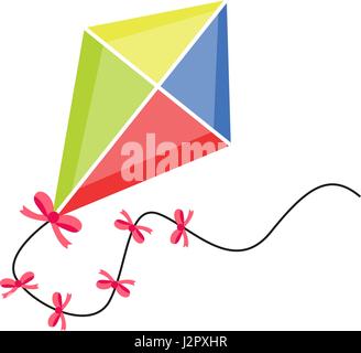 Drachen steigen lassen. Symbol flach, Cartoon-Stil. Isoliert auf weißem Hintergrund. Vektor-Illustration, Clip-Art. Stock Vektor