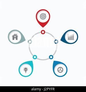 Infografiken fünf Vorlagenoptionen mit Kreis Stock Vektor