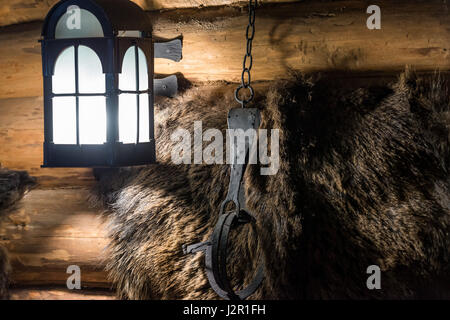 Inneren Nahaufnahmen. Jagd-Hall-Layout-Fragment. Stockfoto