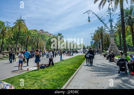 Ein Blick nach unten Passeig de Lluís Firmen aus der Arc de Triomf in Barcelona. Stockfoto