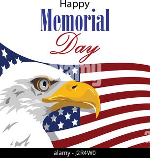 Glücklich Memorial Day mit American Eagle. Isoliert auf weiss. Stock Vektor