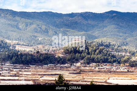 Bumthang Dzong Kloster im Winter (Königreich Bhutan) Stockfoto