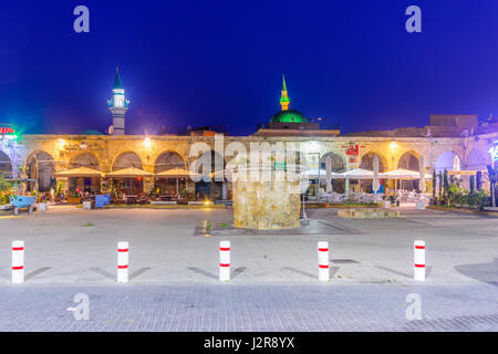 Akko, ISRAEL - 27. April 2017: Übernachtung in Khan a-Shawarda, in der Altstadt von Akko (Akko), Israel. Es ist eine alte Händler-Gasthof, welcher heute als b dient Stockfoto