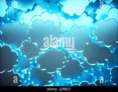 3D Illustration. Hintergrundbild mit metallischen Wolke Luftballons. Bild mit Tiefenschärfe. Stockfoto