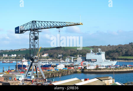 Pendennis Werft in Falmouth docks in Cornwall, England, Großbritannien, Vereinigtes Königreich. Stockfoto