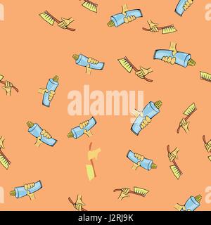 Vektor-Zahnbürste und Zahnpasta nahtlose Muster Stock Vektor
