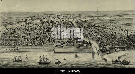 Vogelperspektive 1853 Chicago Stockfoto