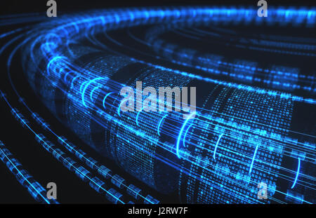 3D Illustration, abstrakten Hintergrund, Technologie-Konzept. Binäre Rohre und Verbindungen. Stockfoto