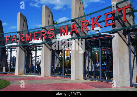 Die Dallas Farmers Market Area in der Nähe der Innenstadt hat ein grosshandelsmarkt seit den 1800er Jahren und wurde zu einem offiziellen staedtischen Markt in 1941. Stockfoto