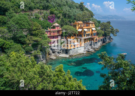 Eine versteckte Bucht und Waterside Hotels in der Stadt von Portofino in Ligurien, Italien Stockfoto