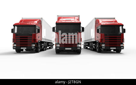 3D Rendering einer Flotte von Lieferwagen Stockfoto