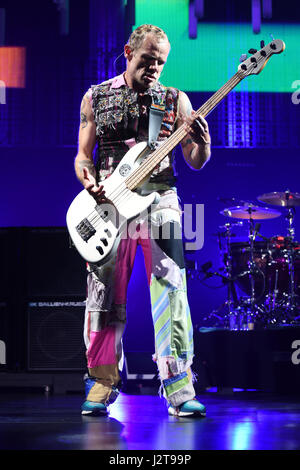 Miami, FL, USA. 29. April 2017. Flea von den Red Hot Chili Peppers führt AmericanAirlines Arena am 29. April 2017 in Miami, Florida. Bildnachweis: Mpi04/Medien Punch/Alamy Live-Nachrichten Stockfoto