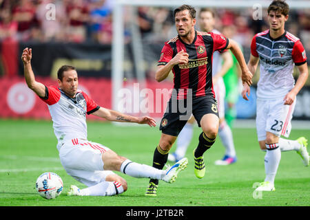 Atlanta, Georgia, USA. 30. April 2017. Atlanta Mittelfeldspieler Kevin Kratz (8) während des MLS Fußballspiels zwischen DC United und Atlanta United im Bobby Dodd Stadium auf Sonntag, 30. April 2017 in Atlanta, GA. Jacob Kupferman/CSM Credit: Cal Sport Media/Alamy Live News Stockfoto